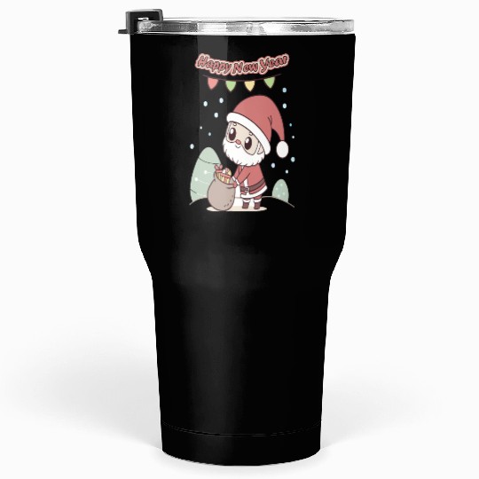 Chibi Santa Happy New Year Celebration Tumblers 30 Oz