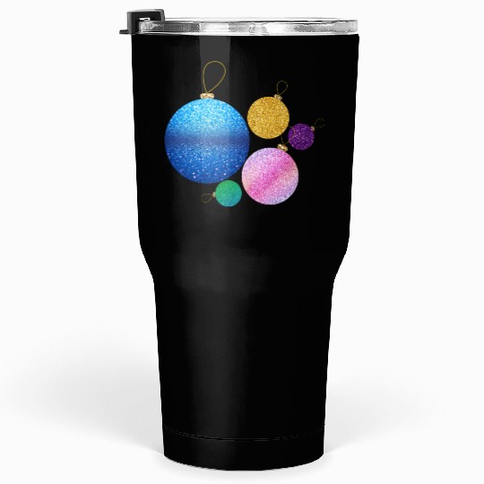 Xmas multicolor glisser balls ornement Tumblers 30 Oz