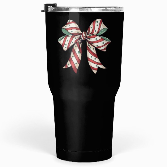 Christmas Coquette bow, Christmas Retro Tumblers 30 Oz