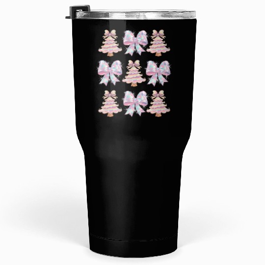 Christmas Coquette Bow, Merry Christmas Tumblers 30 Oz