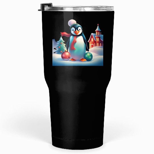 Christmas Merry Christmas For Gift Penguin Snowman Tumblers 30 Oz