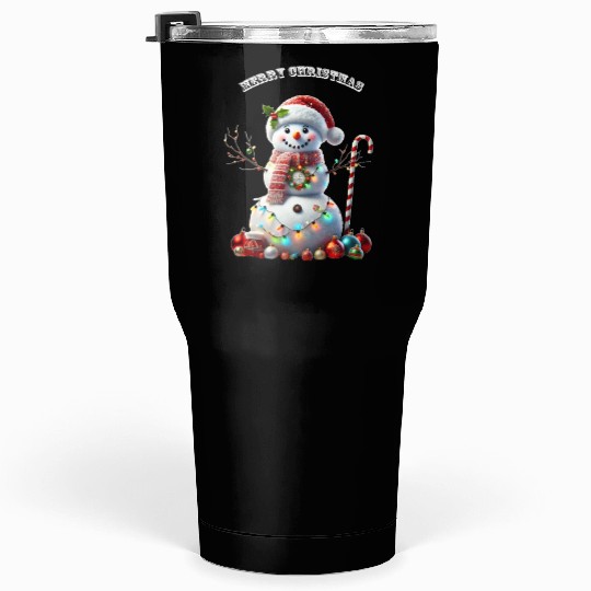 Christmas Holiday Snowman with Decorations URM Tumblers 30 Oz