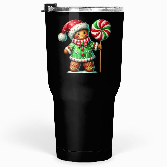 Gingerbread Christmas, Merry Christmas, Candy Tumblers 30 Oz