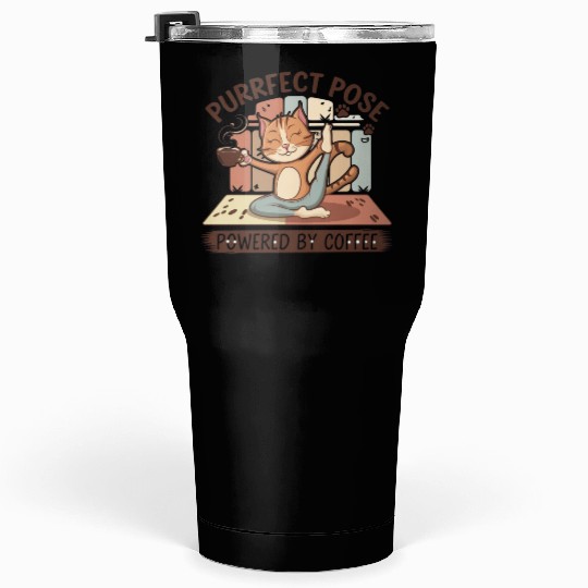 yoga pose powered by coffee Tumblers 30 Oz