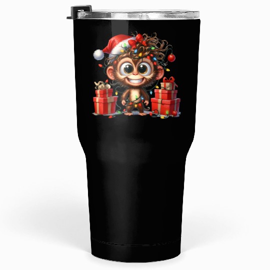 Christmas Merry Christmas For Gift Monkey Tumblers 30 Oz