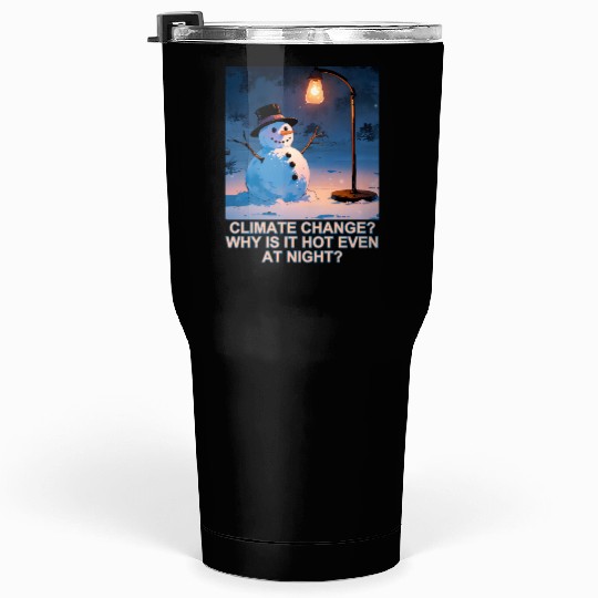 Frosty Snowman Under Street Lights Christmas Tumblers 30 Oz