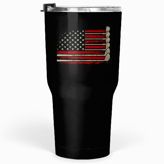 Patriotic American Golfer USA Flag Golf Club Golf Tumblers 30 Oz