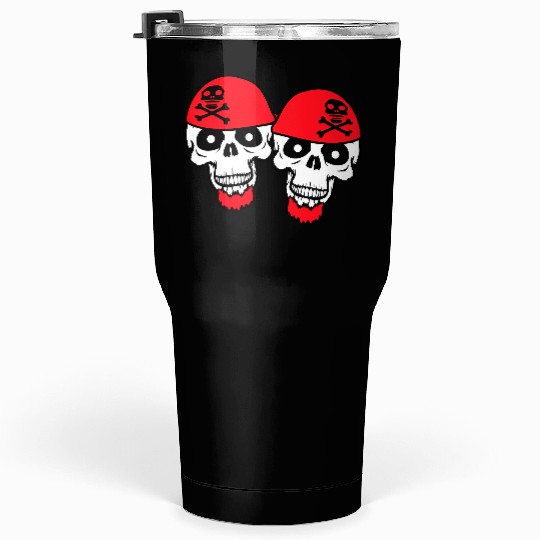 2 Pirate Skull Skeleton Halloween Two Friends Team Tumblers 30 Oz