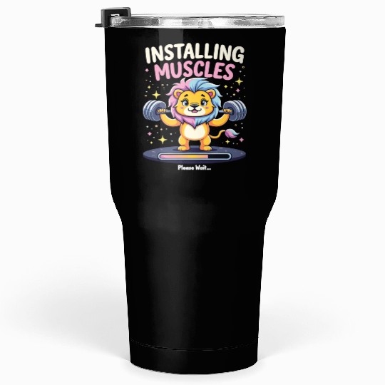 Installing Muscles Lion Löwen Kraftsport Workout Tumblers 30 Oz