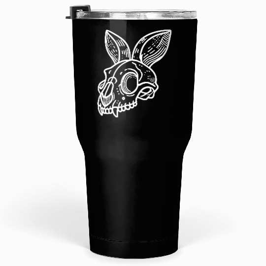 Minimalistic Vector Rabbit Skull Kids Drawing Tumblers 30 Oz