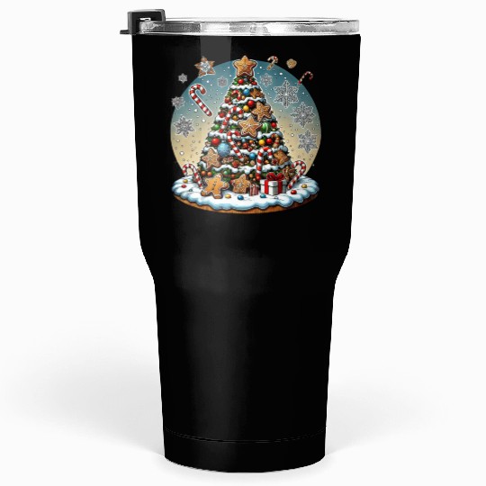 Gingerbread Candy Cane Christmas Tree Tumblers 30 Oz