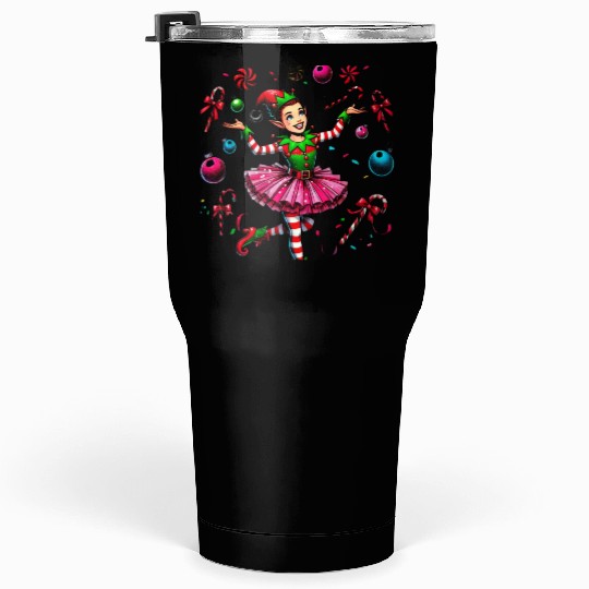 Juggling Elf: Tutu, Ornaments & Candy Cane Confet Tumblers 30 Oz