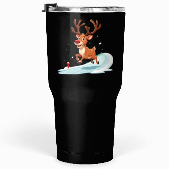 Joyful Reindeer Dashing to Santa's House Tumblers 30 Oz