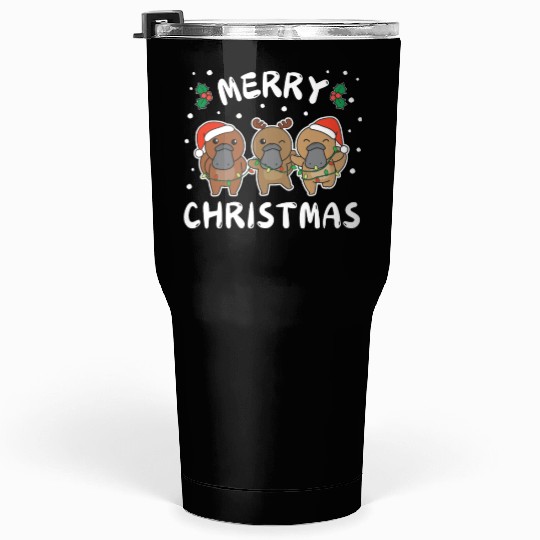Merry Christmas Cute Platypus Festive Lights Tumblers 30 Oz