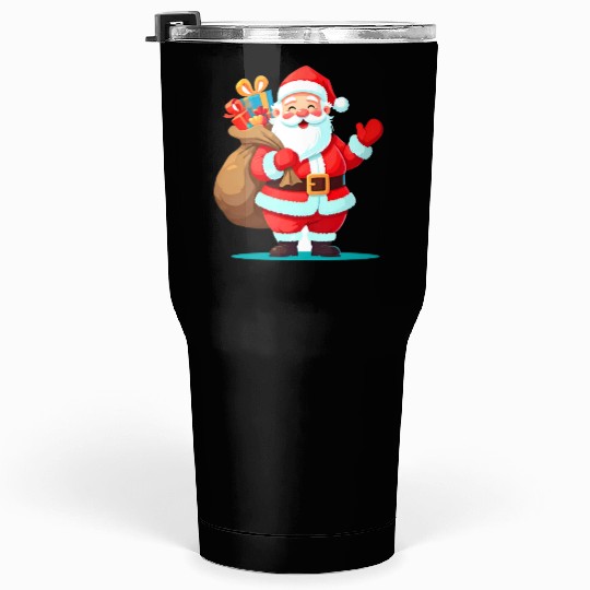 Joyful Santa with Gift Sack Design Tumblers 30 Oz