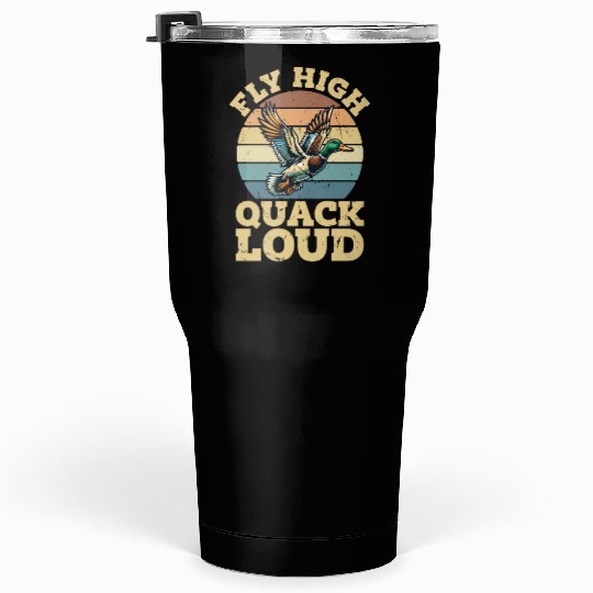 Mallard Duck Fly High Quack Loud Retro Water Bird Tumblers 30 Oz