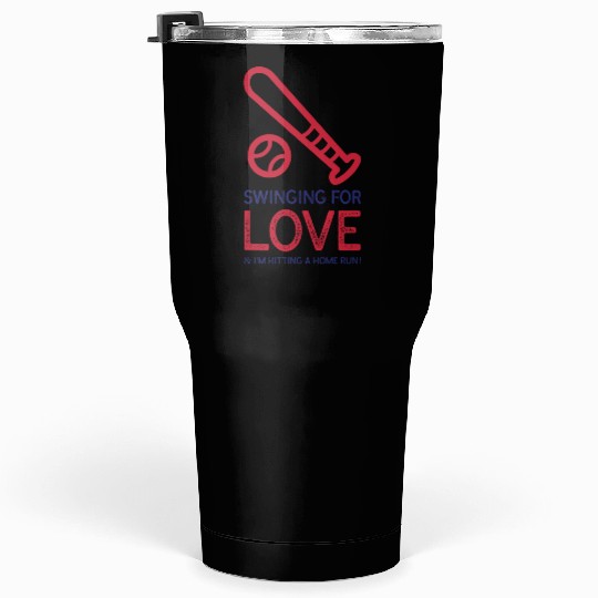 Swinging for love’ Baseball Valentines Day Tumblers 30 Oz