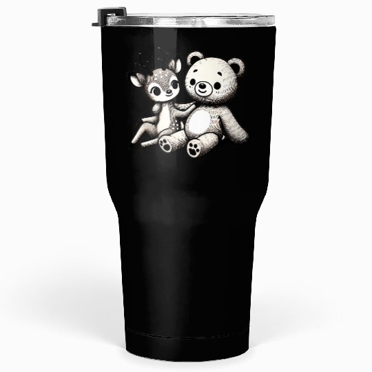 Chibi Deer & Bear - Forest Harmony by TSQ Tumblers 30 Oz
