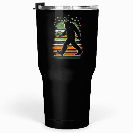 St Patricks Day Irish Sasquatch Shamrock Bigfoot Tumblers 30 Oz