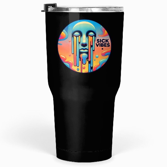 Psychedelic Melting Face with Vibrant Neon Tumblers 30 Oz