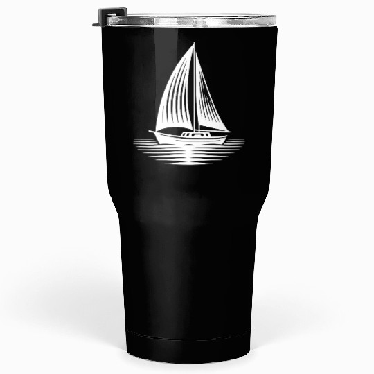 Sailboat In Calm Sea On The Horizon Tumblers 30 Oz