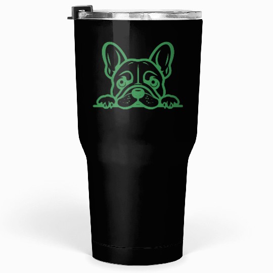 French Bulldog Frenchie Sweet Face Green Tumblers 30 Oz
