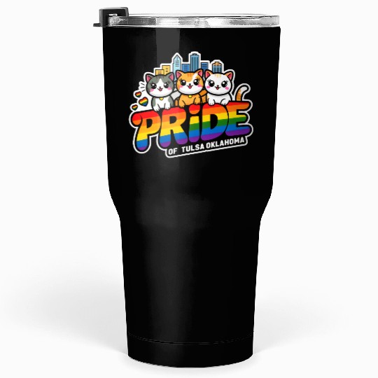 Pride of Tulsa City Oklahoma USA Rainbow Flag Tumblers 30 Oz