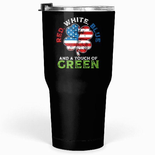 Red White Blue and a Touch of Green Irish USA Tumblers 30 Oz