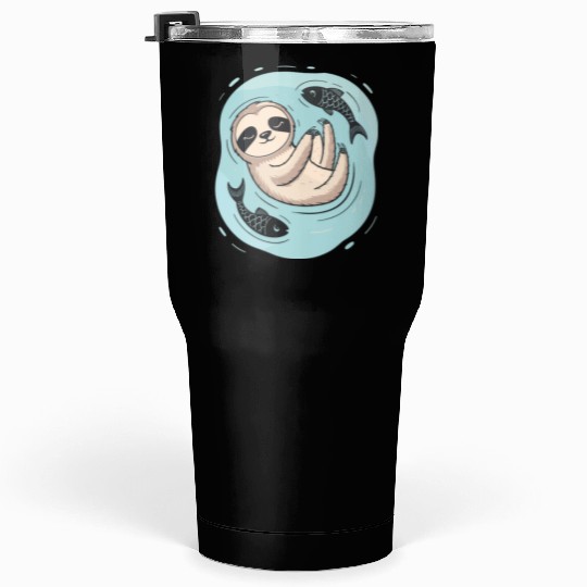 Pisces Zodiac Sloth Relaxing with Fish Dreams Tumblers 30 Oz