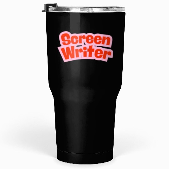 Screen Writer Red Text with Pink Border Tumblers 30 Oz