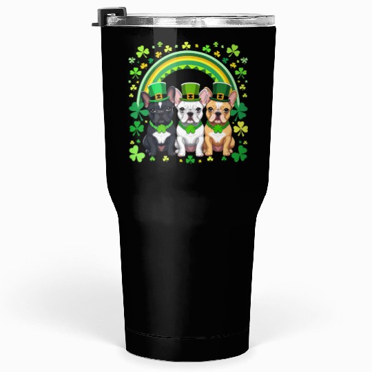 St Patricks Day French Bulldogs Dog Frenchie gifts Tumblers 30 Oz