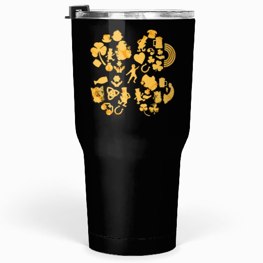 Gold 4-Leaf Clover Collage graphic Design Tumblers 30 Oz