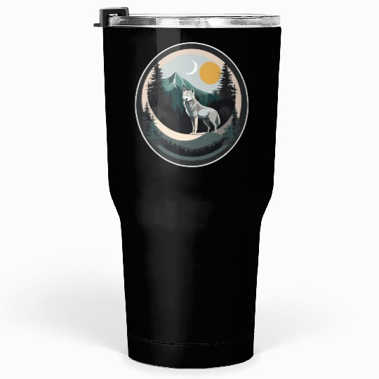 Lone Wolf Under Moonlit Sky Tumblers 30 Oz