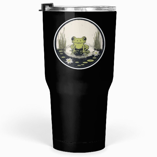 Serene Frog in a Tranquil Pond Tumblers 30 Oz