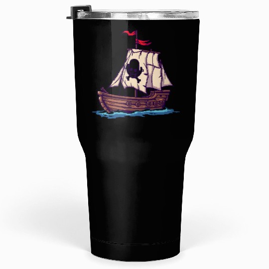 Pixel Pirate Ship – Retro High Seas Adventure Tumblers 30 Oz