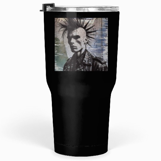 punk on a grunge background Tumblers 30 Oz
