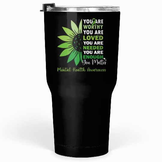 SunFlower Support Warrior Mental Health Awareness Tumblers 30 Oz