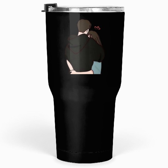 Warm and Cozy Couple Hug Illustration Tumblers 30 Oz