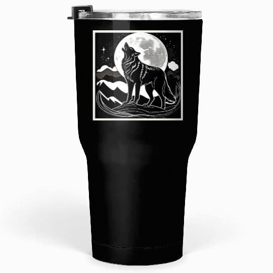 Night Wolf Silhouette Design Tumblers 30 Oz