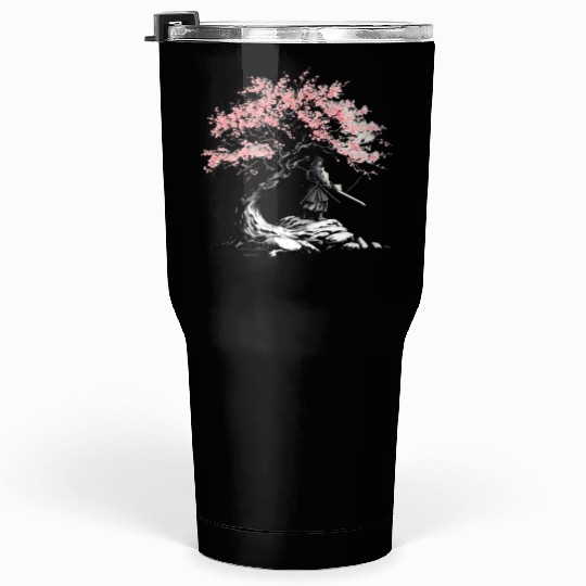 Samurai trains beneath a blooming Sakura tree Tumblers 30 Oz