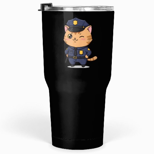Paw-sitive Law Enforcement – Funny Cat Cop Tumblers 30 Oz