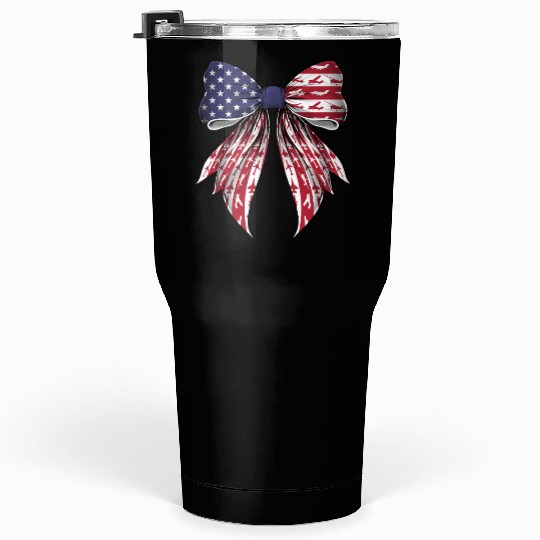 Coquette Bow Airplane Pilot Aviation US Flag Tumblers 30 Oz