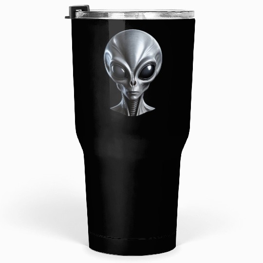Real Grey Alien with a big head Tumblers 30 Oz