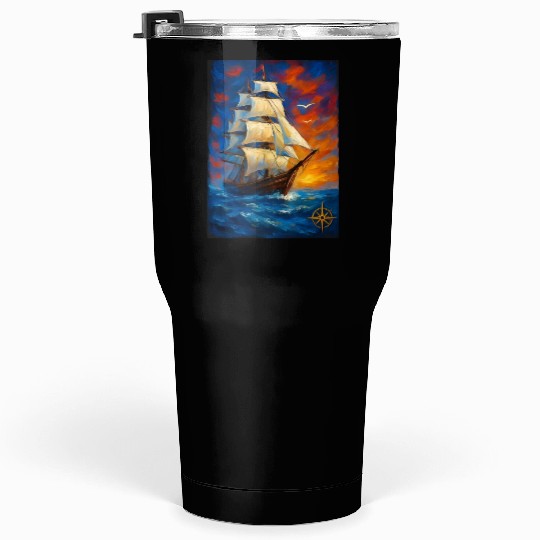 Acrylic Style Ship Art Painting Tumblers 30 Oz