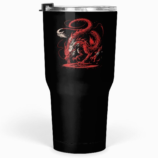 Ethereal Red Dragon Tattoo Design Tumblers 30 Oz