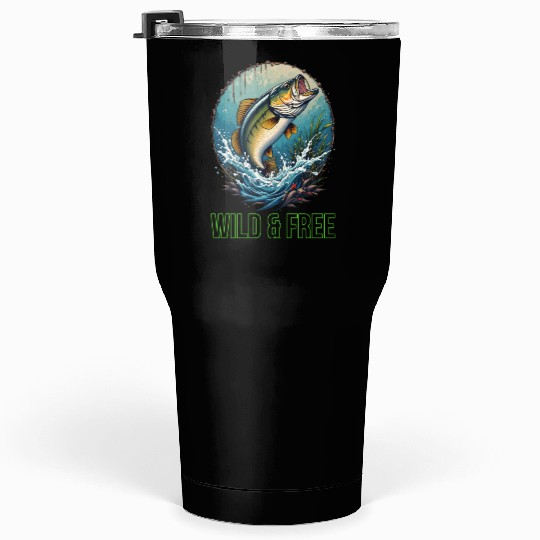 Leaping Largemouth Bass - Wild & Free Art Tumblers 30 Oz