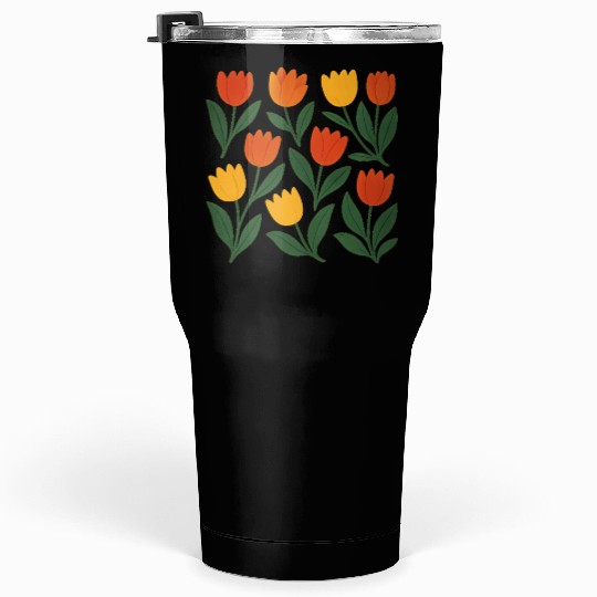 Bright Tulip Garden Pattern Tumblers 30 Oz