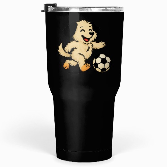Puppy playing Soccer Tumblers 30 Oz