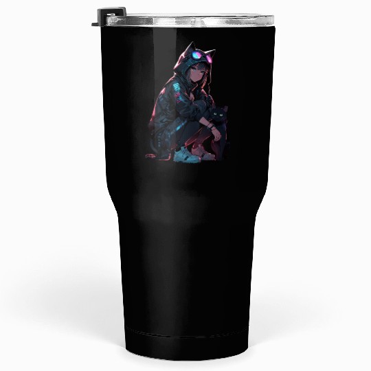 Cyberpunk Catgirl Tumblers 30 Oz