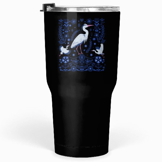 Great Blue Heron Folk Art Tumblers 30 Oz